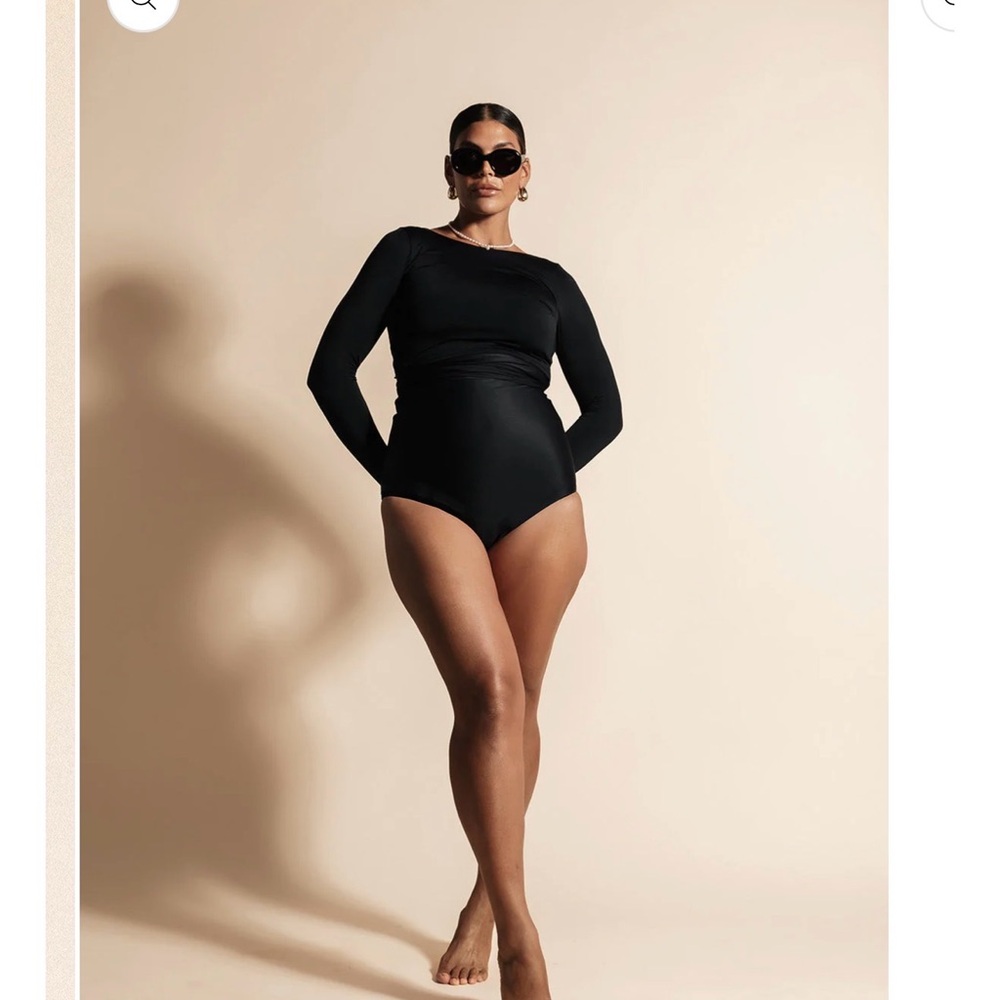 Baiia Black Long Sleeve Swim Wrap Top